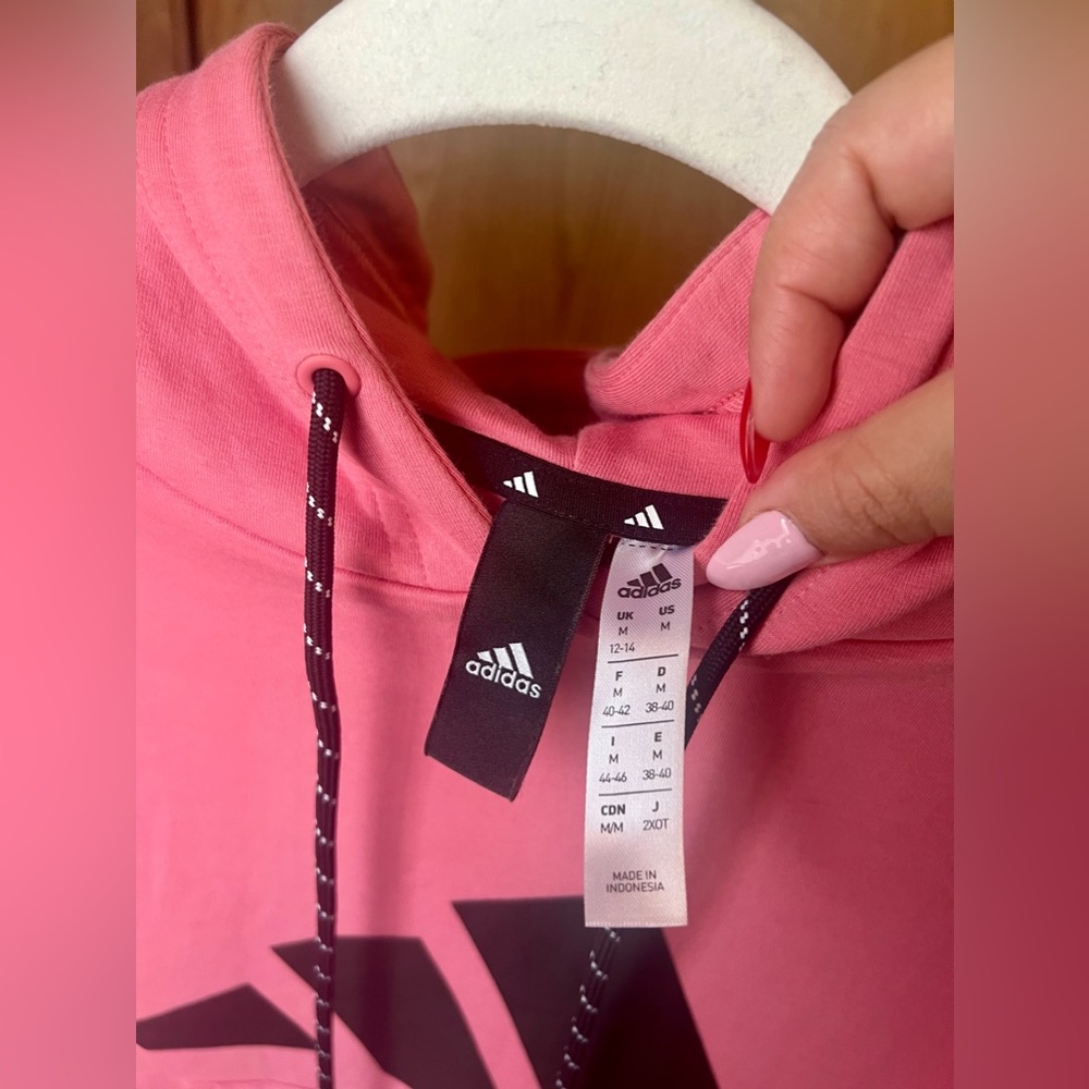 Adidas pink and black logo hoodie size Medium